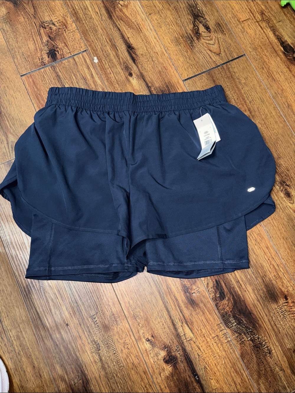 Ladies’ Navy Athletic 2-in-1 Running Shorts with Inner Liner